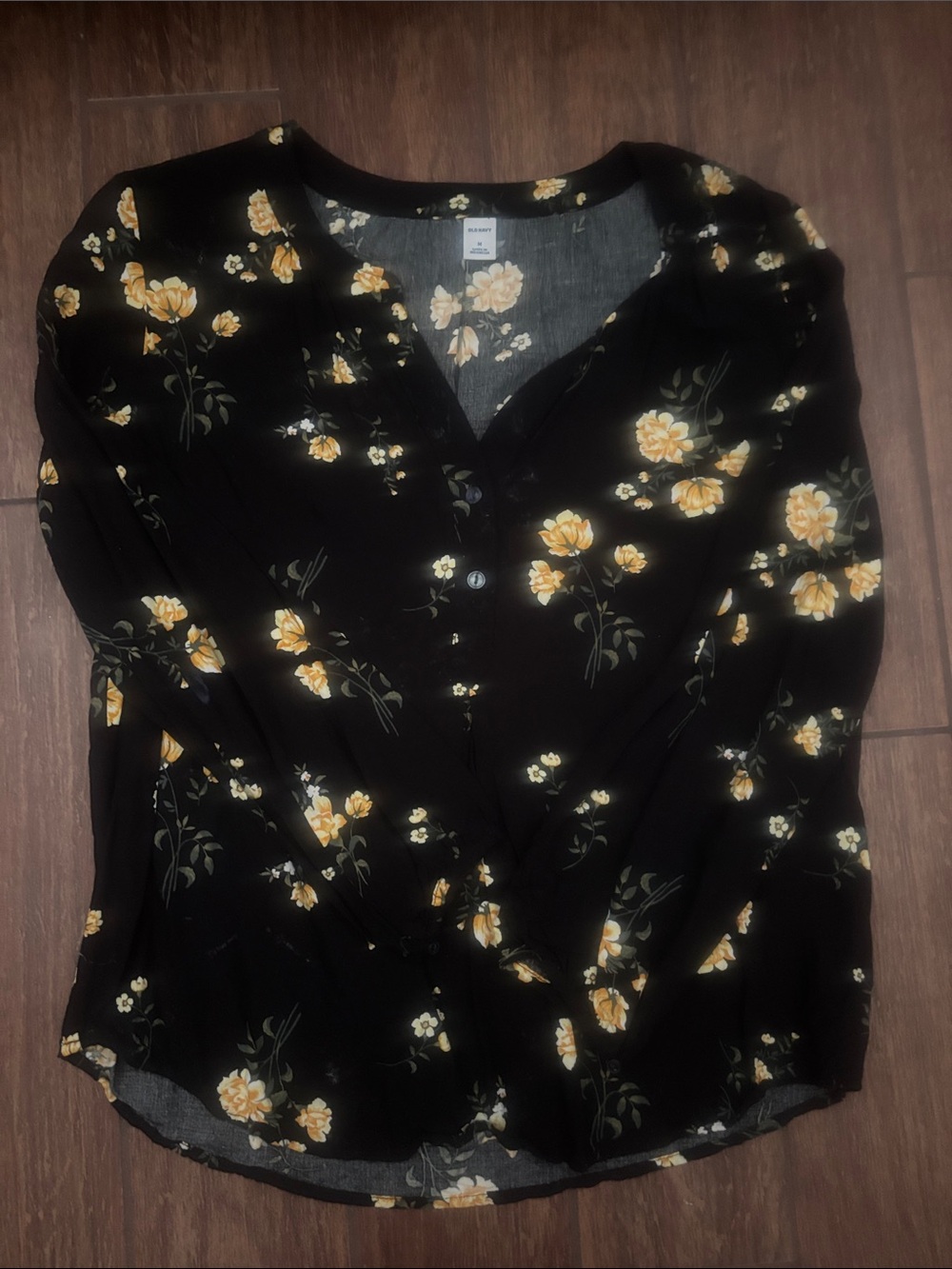 Old Navy Button Down with Yellow Flowers